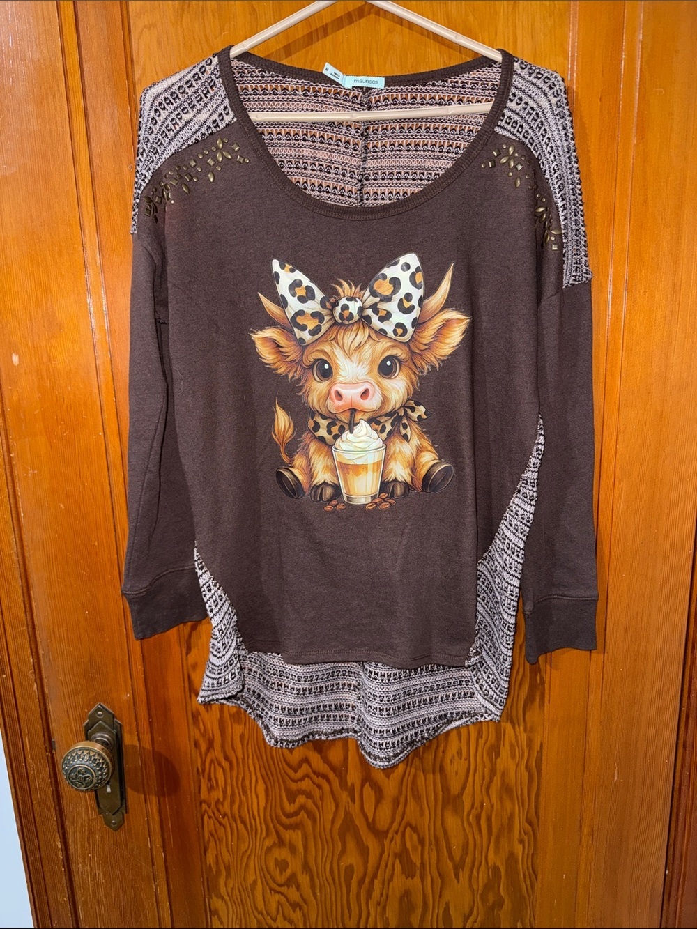 Maurices Brown Graphic Tunic with Leopard Bow